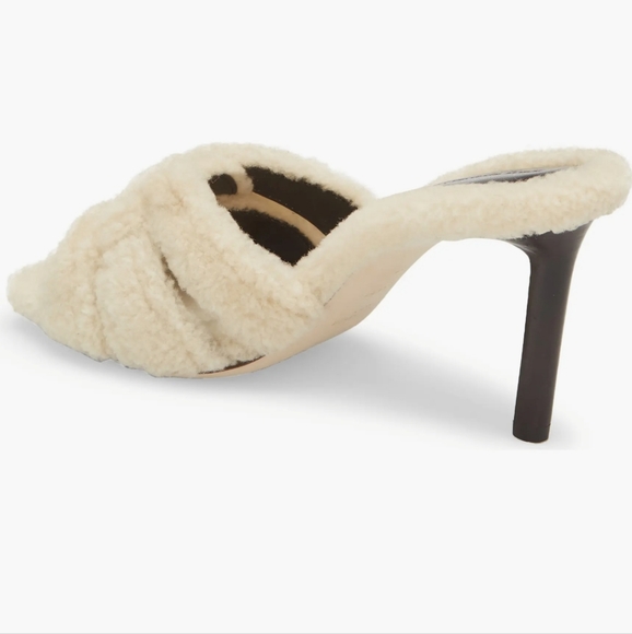 NIB Saint Laurent Tribute Genuine Shearling Heel Sandal - Picture 9 of 12